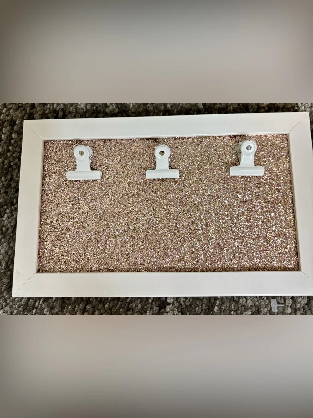 Sheffield Home White Frame Glitter Clip Display in Rose Gold Sparkle